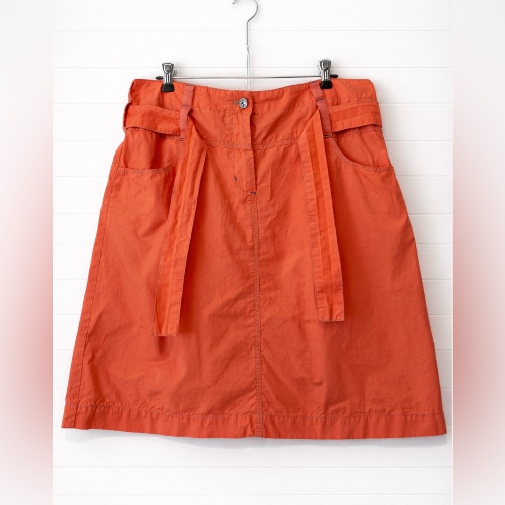 Pou Nou Chic Coral Orange Midi Skirt